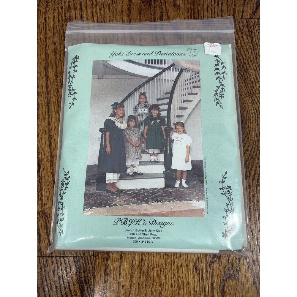 Yoke Dress & Pantaloons Pattern Vintage 1988 PBJK's Designs Girls 6-12 NEW UNCUT